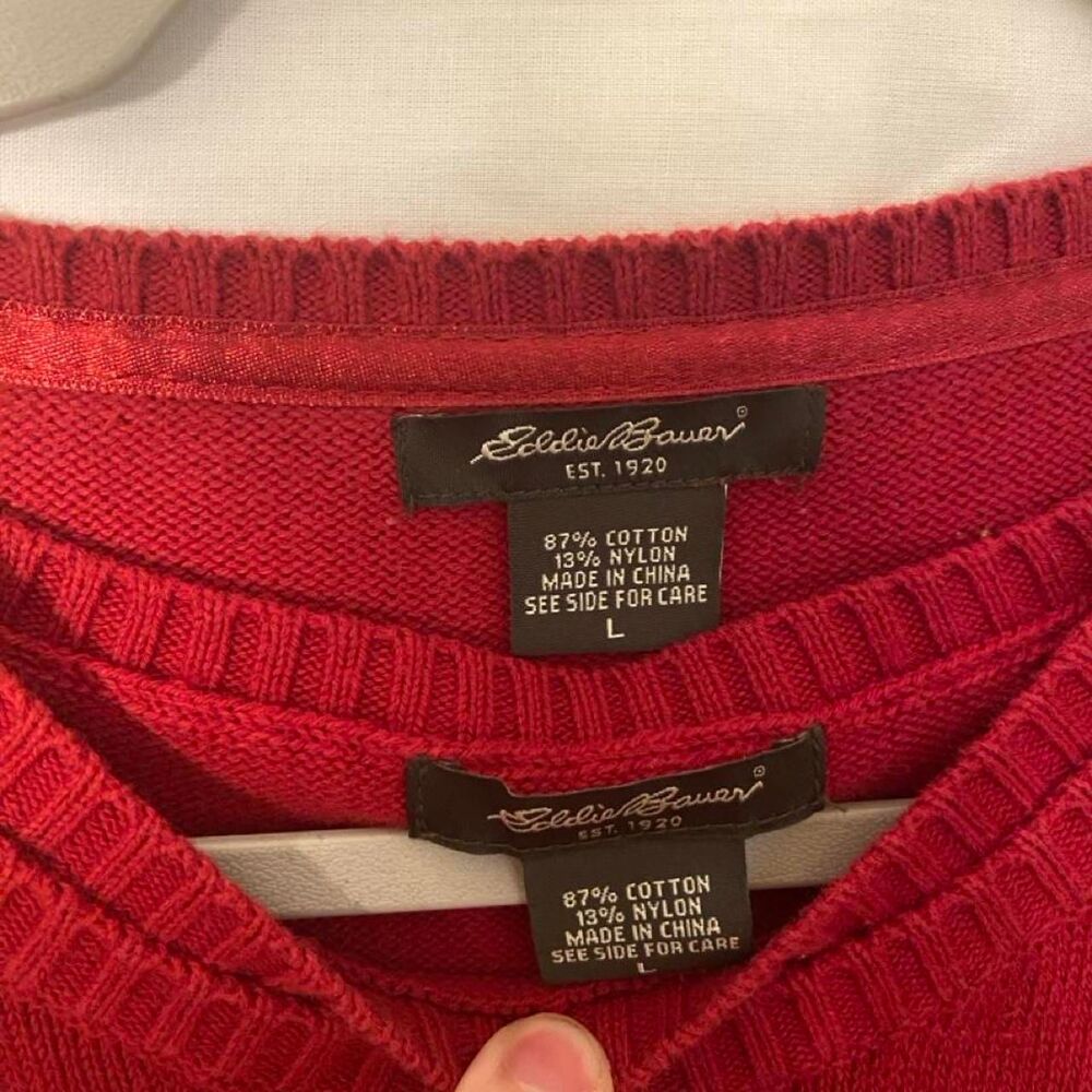 Eddie-bauer Women's Red and Burgundy Cardigan - Picture 5 of 6